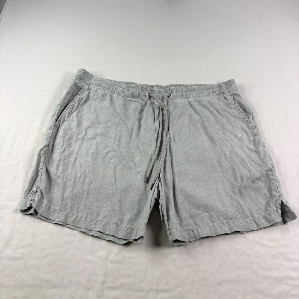 James Perse Linen Shorts Mens XL (Size 4) Blue Drawstring Preppy Stretch Beach